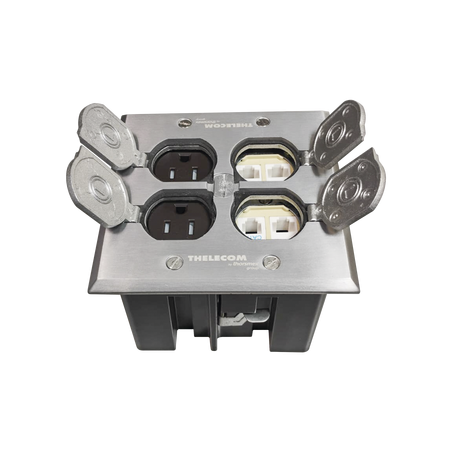 Caja de Piso con Tapa Abatible de Aluminio para| Energía + Voz/Datos para uso en Interior