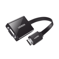 Adaptador HDMI a VGA / Resolución 1080P / Audio 3.5mm / Con Puerto Micro USB para Alimentación / Plug & Play / No Requiere Con