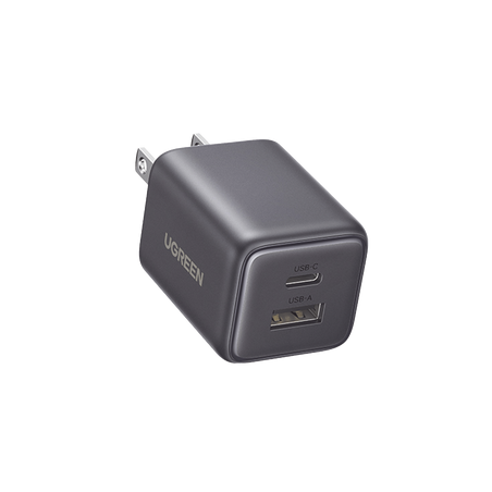 Cargador rápido GaN 1A1C de 20 W y 2 puertos