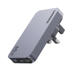 Cargador Rápido GaN 65W UGREEN / 2 Puertos USB-C + 1 Puerto USB-A / Tecnología GaN / Carga Rápida PPS PD 3.0 QC 4.0 / Compati