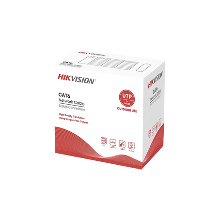 Bobina de Cable UTP 305 Metros (1000 Pies) / Cat 6 (24 AWG) / Color Negro / Uso en Exterior / 100% Cobre / Aplicaciones de CCTV 