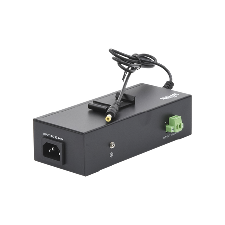 Inyector PoE industrial / Con UPS No-Break / Cuenta con 2 Puertos Gigabit (1 PoE 24/48V pasivo) / Salida DC 12V