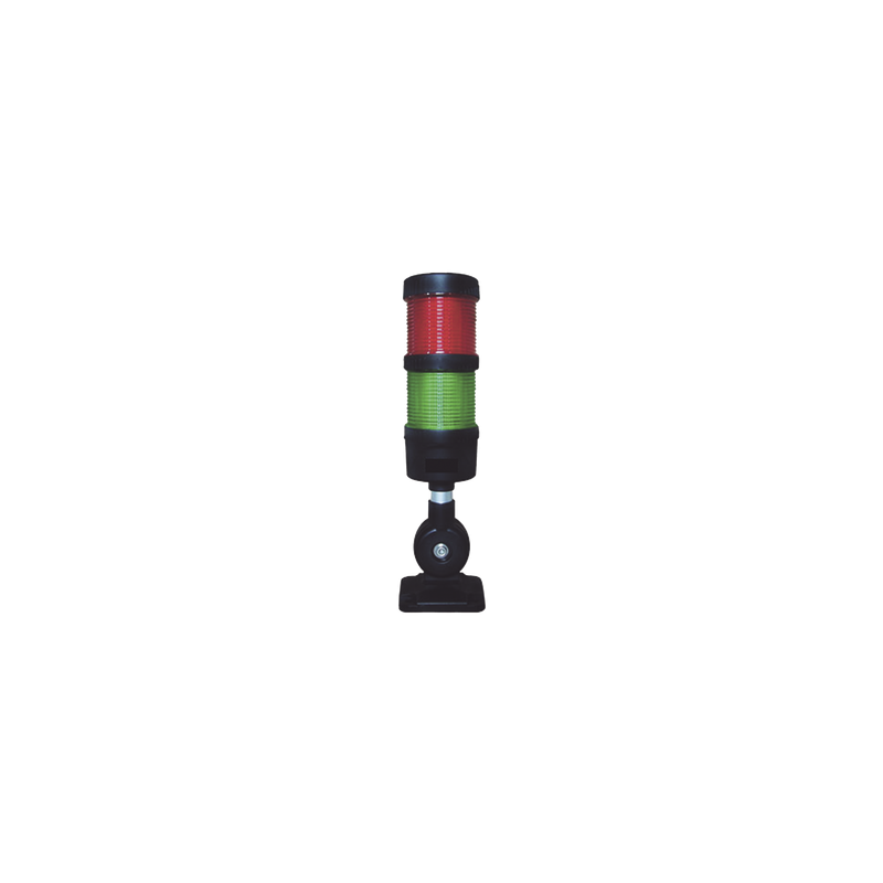 Torre LED Indicadora de estado de 2 niveles color Rojo y Verde, con Buzzer integrado a 85 dB, a 110-240 VCA con Montaje incluido