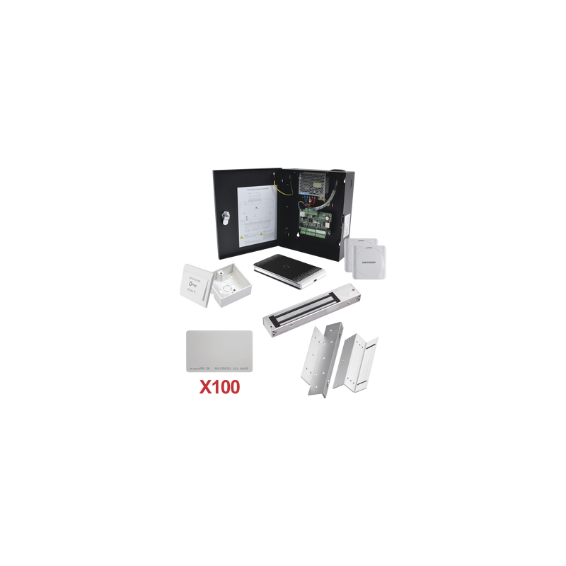 Kit de Control de Acceso con TARJETA para 1 Puerta con lector de Entrada y Salida / TODO INCLUIDO / Software IVMS4200 incluido
