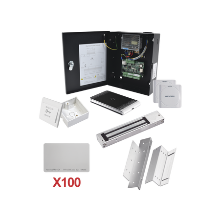 Kit de Control de Acceso con TARJETA para 1 Puerta con lector de Entrada y Salida / TODO INCLUIDO / Software IVMS4200 incluido