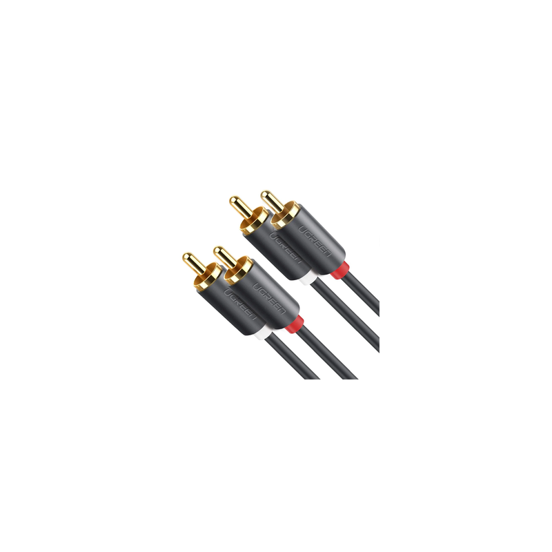 Cable de Audio 2 RCA Macho a 2 RCA Macho / 3 Metros (9.84 Pies) / Color Negro / Alta Calidad / Anillos de Goma para Asegurar un 