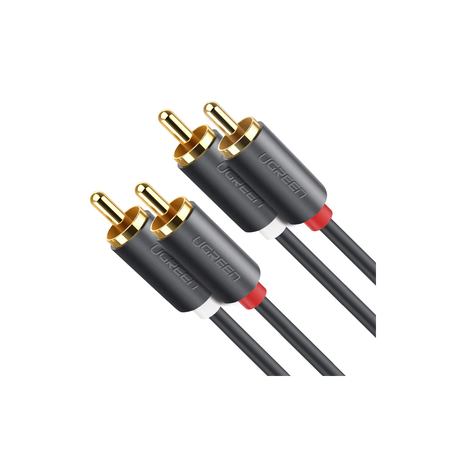 Cable de Audio 2 RCA Macho a 2 RCA Macho / 3 Metros (9.84 Pies) / Color Negro / Alta Calidad / Anillos de Goma para Asegurar un 