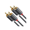 Cable de Audio 2 RCA Macho a 2 RCA Macho / 3 Metros (9.84 Pies) / Color Negro / Alta Calidad / Anillos de Goma para Asegurar un 
