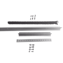 Extensión de Riel Tipo T para Portones / 1 Metro / Cadena de Alta Resistencia 2 mts / Conector Modular para Múltiples Seccione