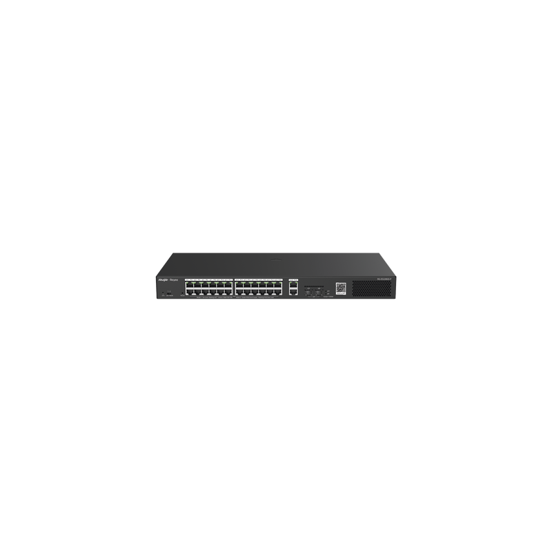 Switch Smart PoE con 24 puertos Gigabit PoE 802.3af/at + 2 SFP para fibra 1Gb, gestión gratuita desde la nube, 370w