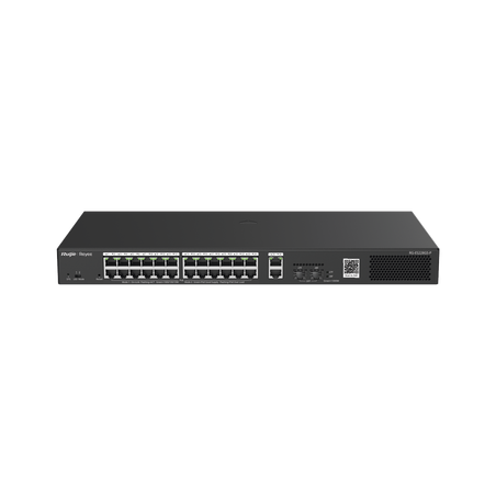 Switch Smart PoE con 24 puertos Gigabit PoE 802.3af/at + 2 SFP para fibra 1Gb, gestión gratuita desde la nube, 370w
