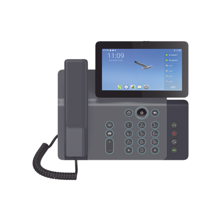 Videoteléfono IP inteligente Insignia, Android 9.0, 20 líneas SIP, pantalla a color 7" ajustable, Teclado de iluminación conf