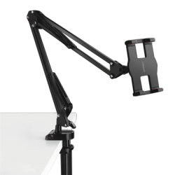 Soporte para Tableta con Brazo tipo Perezoso / Brazo Ajustable y Cabezal de 360° / 3 Perillas de Ajuste / Soporta dispositivos 