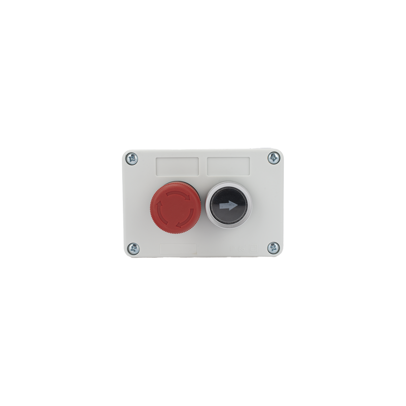 Botonera Doble Para Barreras Vehiculares, Operadores Corredizos y Abatibles / Botón de Stop Enclavado