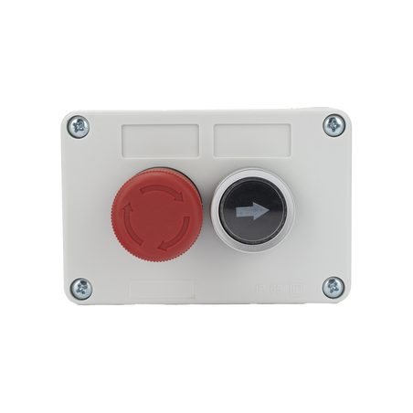 Botonera Doble Para Barreras Vehiculares, Operadores Corredizos y Abatibles / Botón de Stop Enclavado