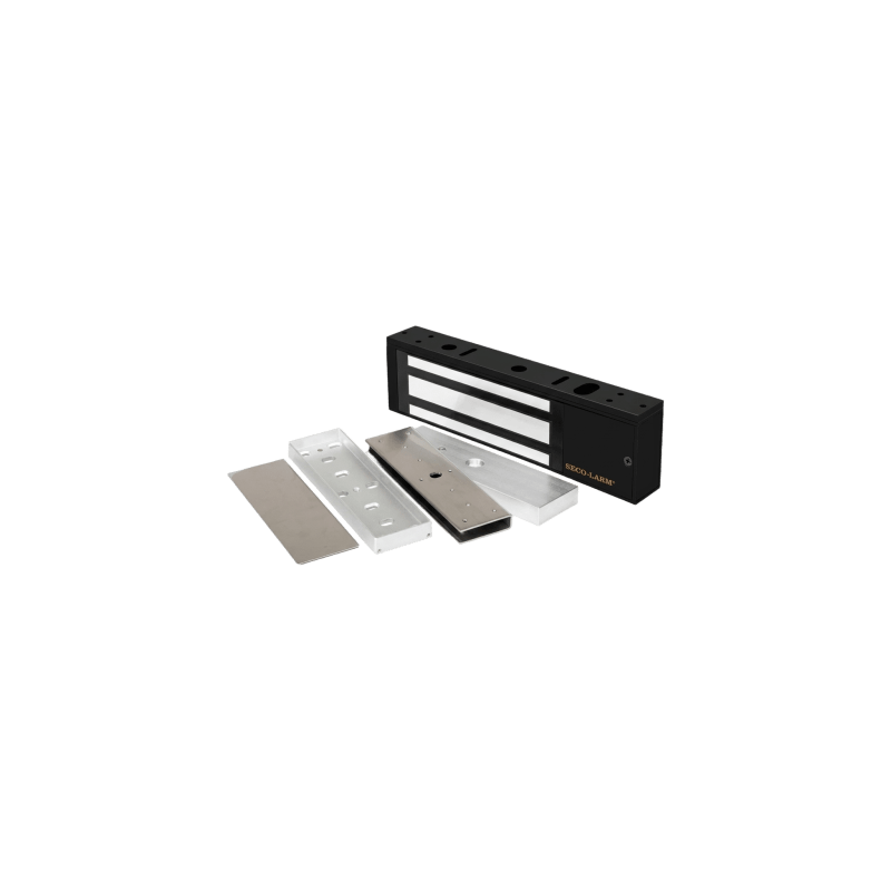 Kit Para Control de Acceso Incluye Chapa Magnética de 1200 Lbs Color Negro / Montaje En "U" Para Puerta de Cristal / Uso Interi