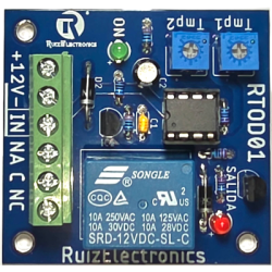 Tarjeta Temporizadora RTOD01 / Retardo 0-60 segundos / Duración 0-60 segundos / Alimentación 12VDC / Salida Relevador NA-NC-C 