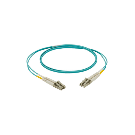 Jumper de Fibra Optica Multimodo 50/125 OM3, LC-LC Duplex, LSZH, Color Aqua, 3 Metros (9.84 Pies)