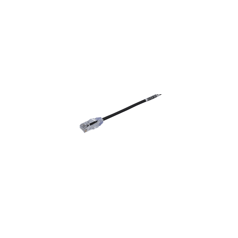 Cable de Parcheo UTP Cat6A, CM/LSZH, Diámetro Reducido (28AWG), Color Negro, 0.30 Metros (1 Pie)