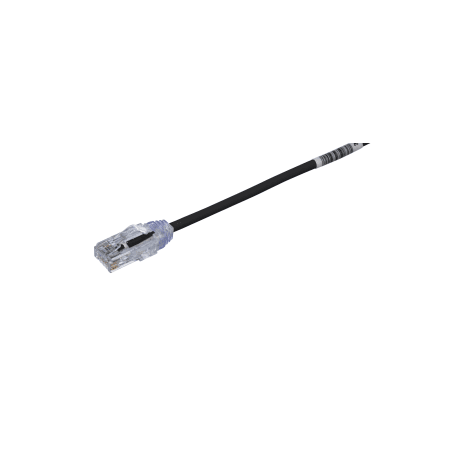 Cable de Parcheo UTP Cat6A, CM/LSZH, Diámetro Reducido (28AWG), Color Negro, 0.30 Metros (1 Pie)