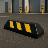 Tope D/ Estacionamiento Vehicular / Hule Reciclado / 55cm / Color Negro con Franjas Amarillas / Resistente y Antideslizante.