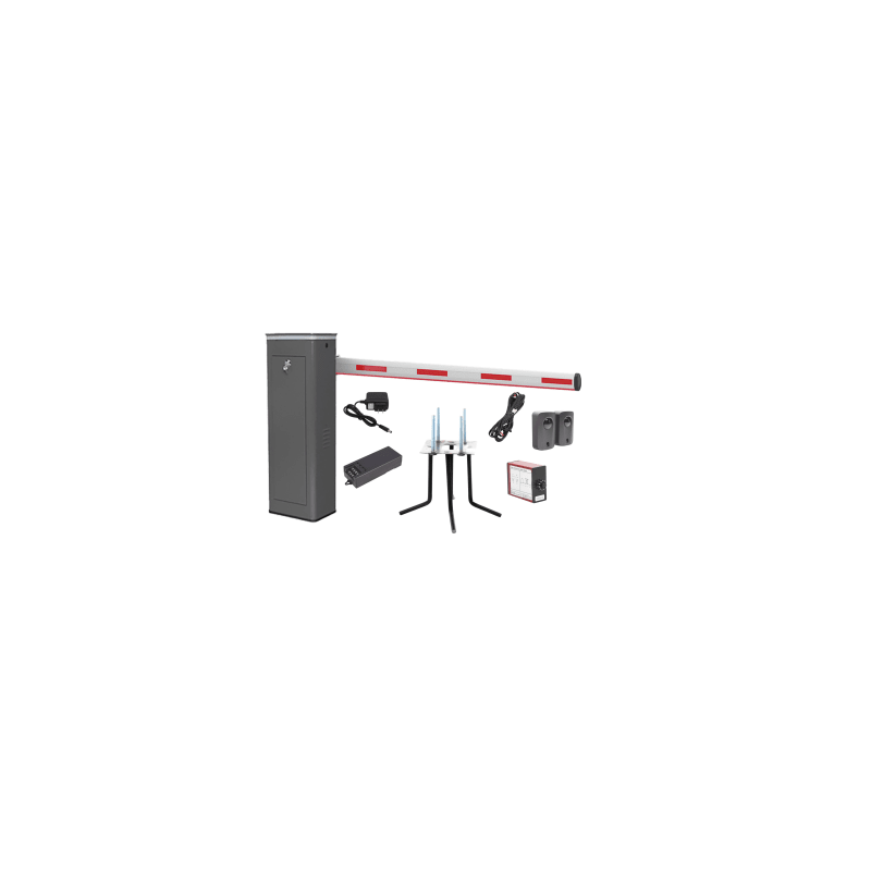 Kit COMPLETO Barrera Derecha XBS Con Corona LED / Brazo Iluminado de 5M / Incluye Sensor de Masa, Transformador, Lazo Magnético