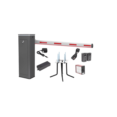 Kit COMPLETO Barrera Derecha XBS Con Corona LED / Brazo Iluminado de 5M / Incluye Sensor de Masa, Transformador, Lazo Magnético