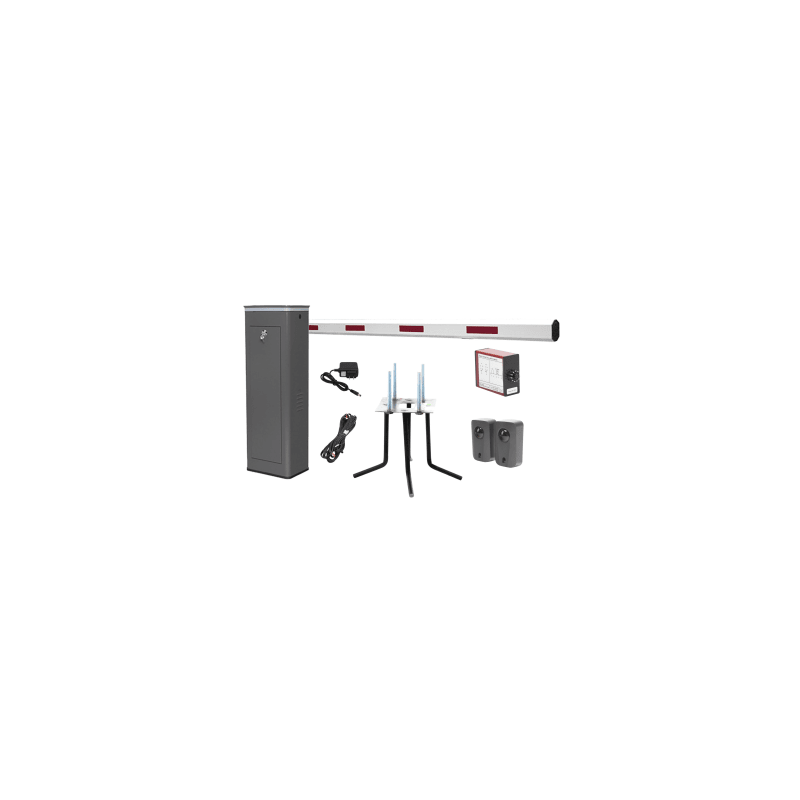 Kit COMPLETO Barrera Derecha XBF Con Corona LED / Brazo de 3M / Incluye Sensor de Masa, Transformador, Lazo Magnético, Ancla, F