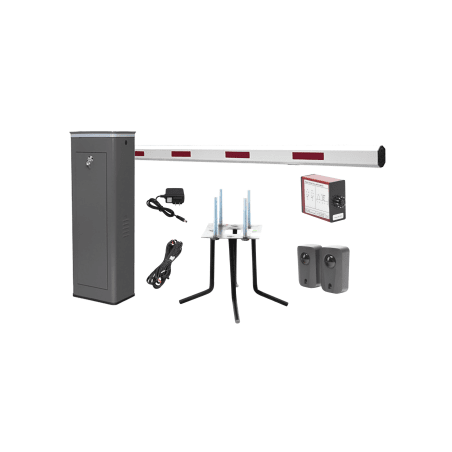 Kit COMPLETO Barrera Derecha XBF Con Corona LED / Brazo de 3M / Incluye Sensor de Masa, Transformador, Lazo Magnético, Ancla, F