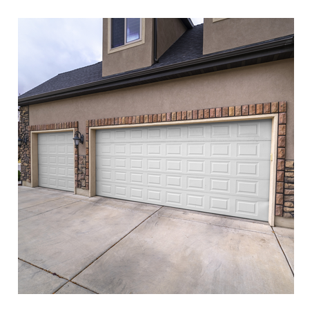Puerta de Garage de alta calidad, Color blanco 16x8 pies, AISLADA, Estilo Americana , CUADRO CORTO.