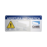 Letrero de Aviso Peligro para puertas automáticas CAME