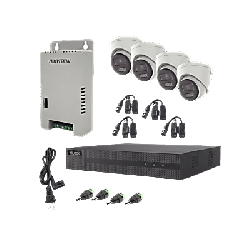 Kit HiLook Audio Bidireccional TurboHD 1080p / DVR Metalico 4 Canales / 4 Cámaras Eyeball (Exterior) con Bocina y Microfóno In