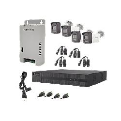 Kit HiLook Audio Bidireccional TurboHD 1080p / DVR Metalico 4 Canales / 4 Cámaras Bala (Exterior) con Bocina y Micrófono Integ