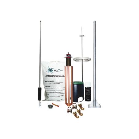 Kit de Pararrayo Dipolo con Electrodo y Accesorios de Instalación para Techo.