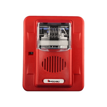 Sirena Estrobo, 12 Vcd, Multi-Candela 15 hasta 110 cd, Montaje En Pared, Color Rojo, Serie HEC3 (0500-05980) Hochiki