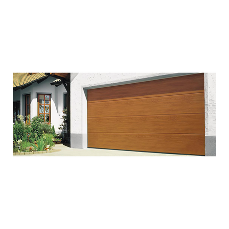 Puerta de Garage D/ Alta calidad / 16x8 pies / AISLADA / Estilo Americana / Imitacion Madera / Golden Oak / Linea Central .