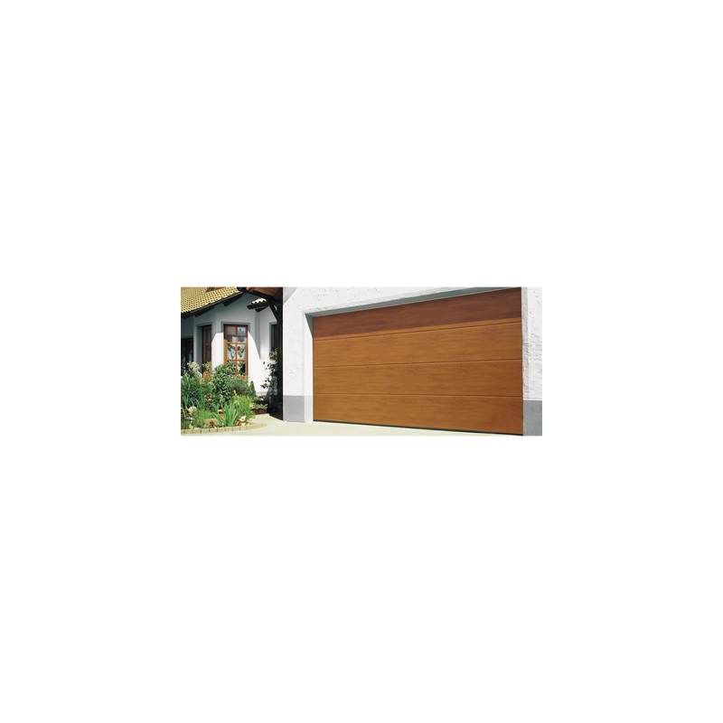 Puerta de Garage D/ Alta calidad / 16x7 pies / AISLADA / Estilo Americana / Imitacion Madera / Golden Oak / Linea Central .