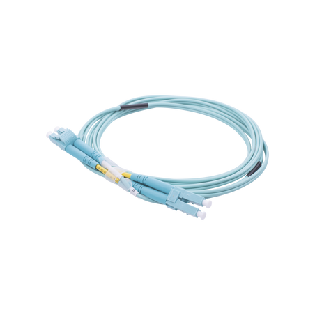 Jumper de Fibra Óptica Multimodo OM3 50/125 LC-LC OFNR (Riser), 2.0 mm, Dúplex, Aqua, 2 Metros (6.56 Pies)