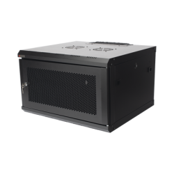 Gabinete de Pared PRECISION 19'' 6UR (455mm) - Puerta Perforada Incluye: 2 Ventiladores y Panel Cepillo