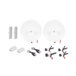 Kit completo de radio C5C con Antena TXP4865D34DP de 34 dBi, Frecuencia (4.9-6.5 GHz), para hasta 65 km, PoE, cable de alimentac