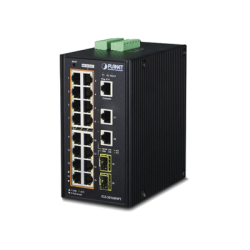 Switch Industrial Administrable 16 puertos 10/100/1000 T 802.3at PoE + 2 Puertos 10/100/1000 T + 2 puertos 100/1000 X SFP