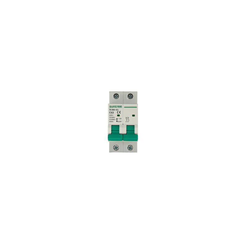 Protección Térmica/ Interruptor 2P, 63 A, Corriente Alterna 400Vca para Aplicación Fotovoltaica Montaje Riel DIN