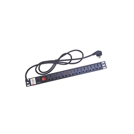 Protector de 120 Vca con 8 contactos de alimentación en color negro para aplicaciones en Rack