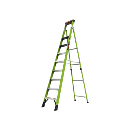 Escalera de 3.05 m Capacidad máxima de 170 Kg, inclinada, de fibra de vidrio con almohadilla de pared giratoria.