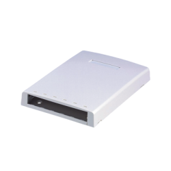 Caja de Montaje en Superficie, con Accesorio para Resguardo de Fibra Óptica, para 6 Módulos Mini-Com, Color Blanco