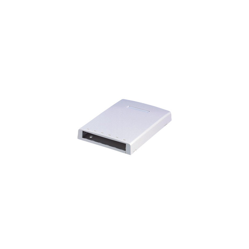 Caja de Montaje en Superficie, con Accesorio para Resguardo de Fibra Óptica, para 6 Módulos Mini-Com, Color Blanco