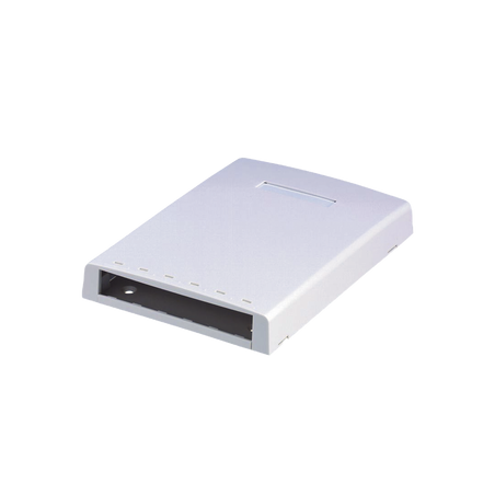 Caja de Montaje en Superficie, con Accesorio para Resguardo de Fibra Óptica, para 6 Módulos Mini-Com, Color Blanco