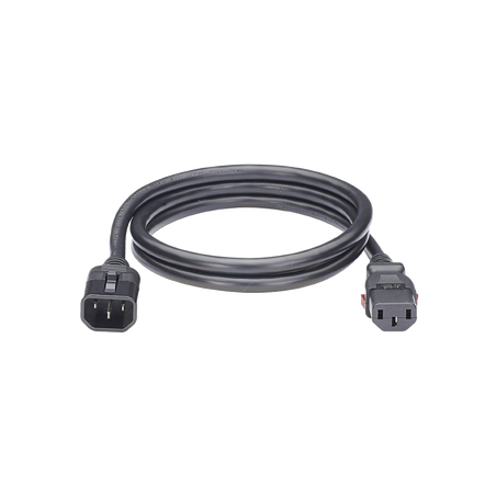 Cable de Alimentación Eléctrica Con Bloqueo de Seguridad, de IEC C14 a IEC C13, 1.8 Metros de Largo, Color Negro, Paquete de 1