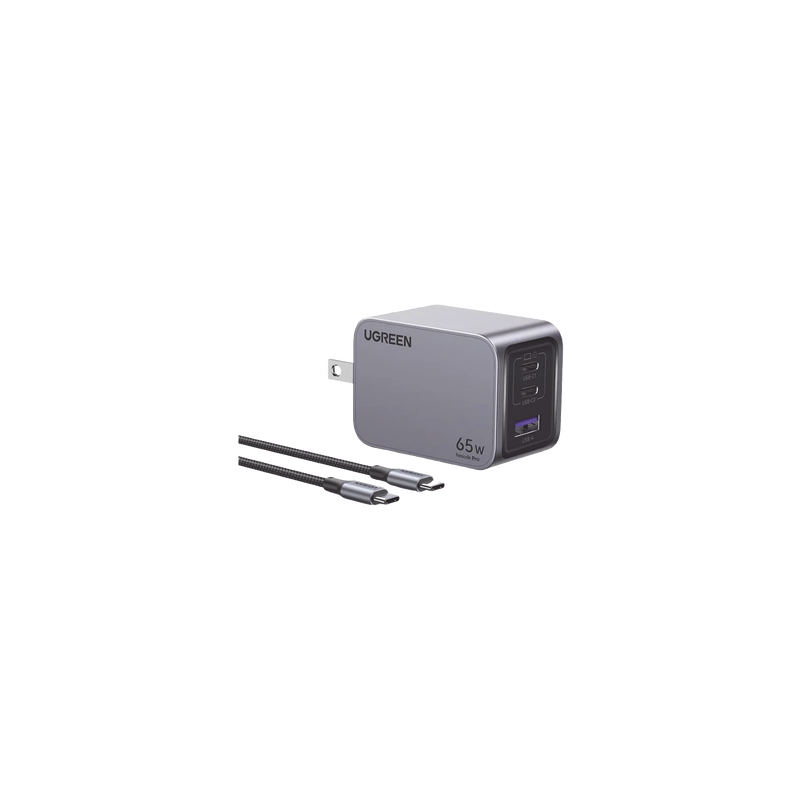 Cargador de 65W serie Nexode Pro | 3 Puertos de Carga Rápida | 2 USB-C | 1 USB-A | Tecnología GaNInfinity | PD3.1 de 65W / QC4