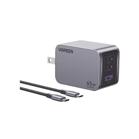 Cargador de 65W serie Nexode Pro | 3 Puertos de Carga Rápida | 2 USB-C | 1 USB-A | Tecnología GaNInfinity | PD3.1 de 65W / QC4